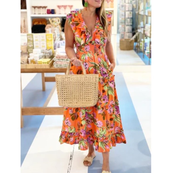 Anthro Mellody Flutter Sleeve Tiered Floral Midi Dress - Picture 14 of 14